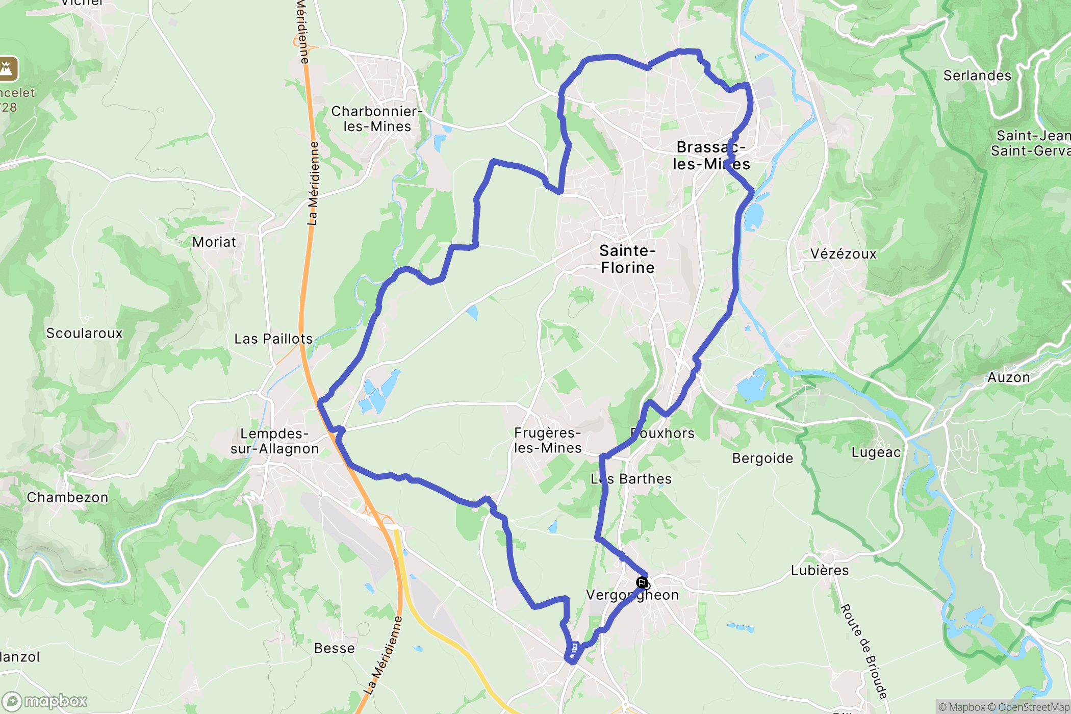Vergongheon : carte du parcours de randonnée - France