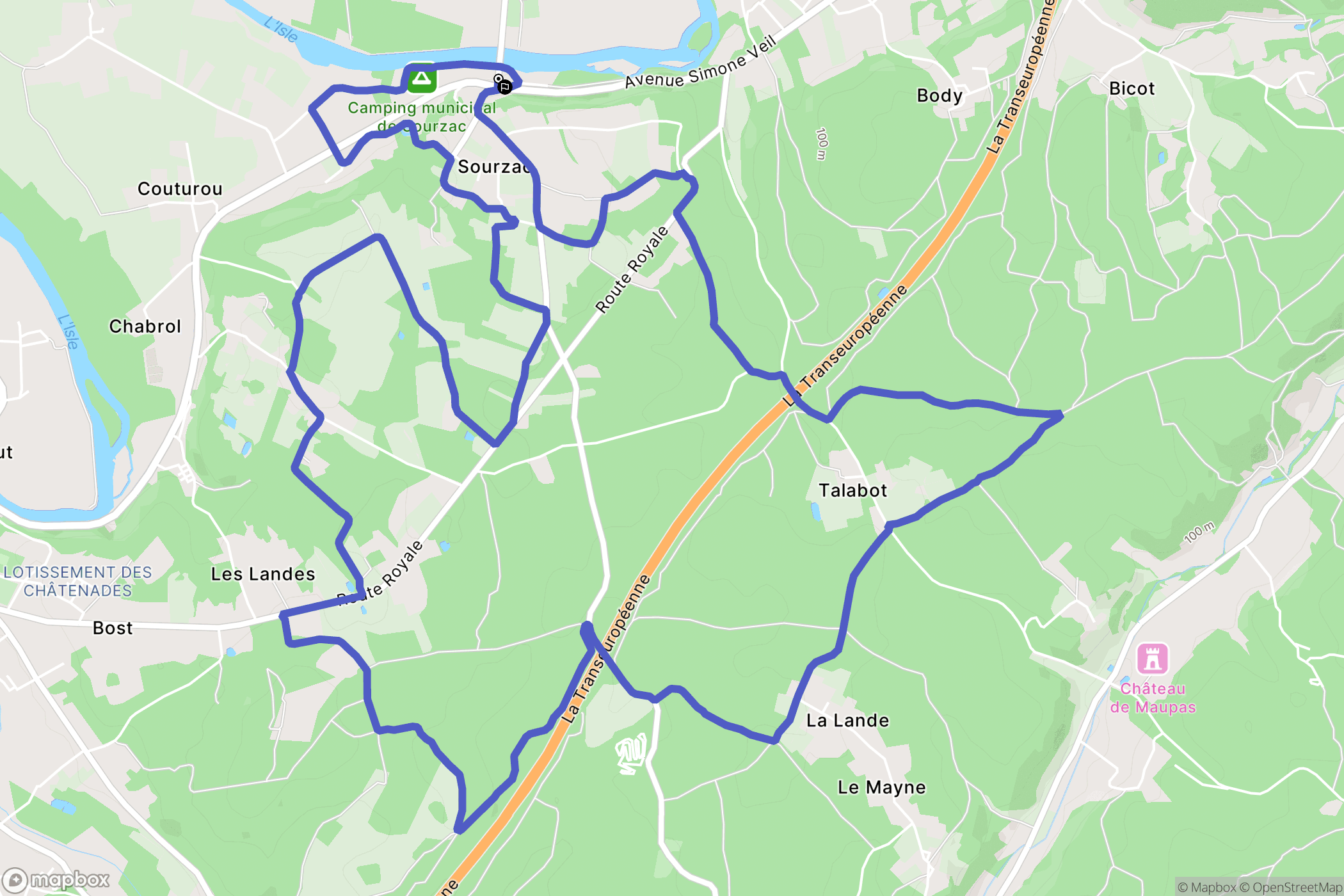 Sourzac : carte du parcours de randonnée - France