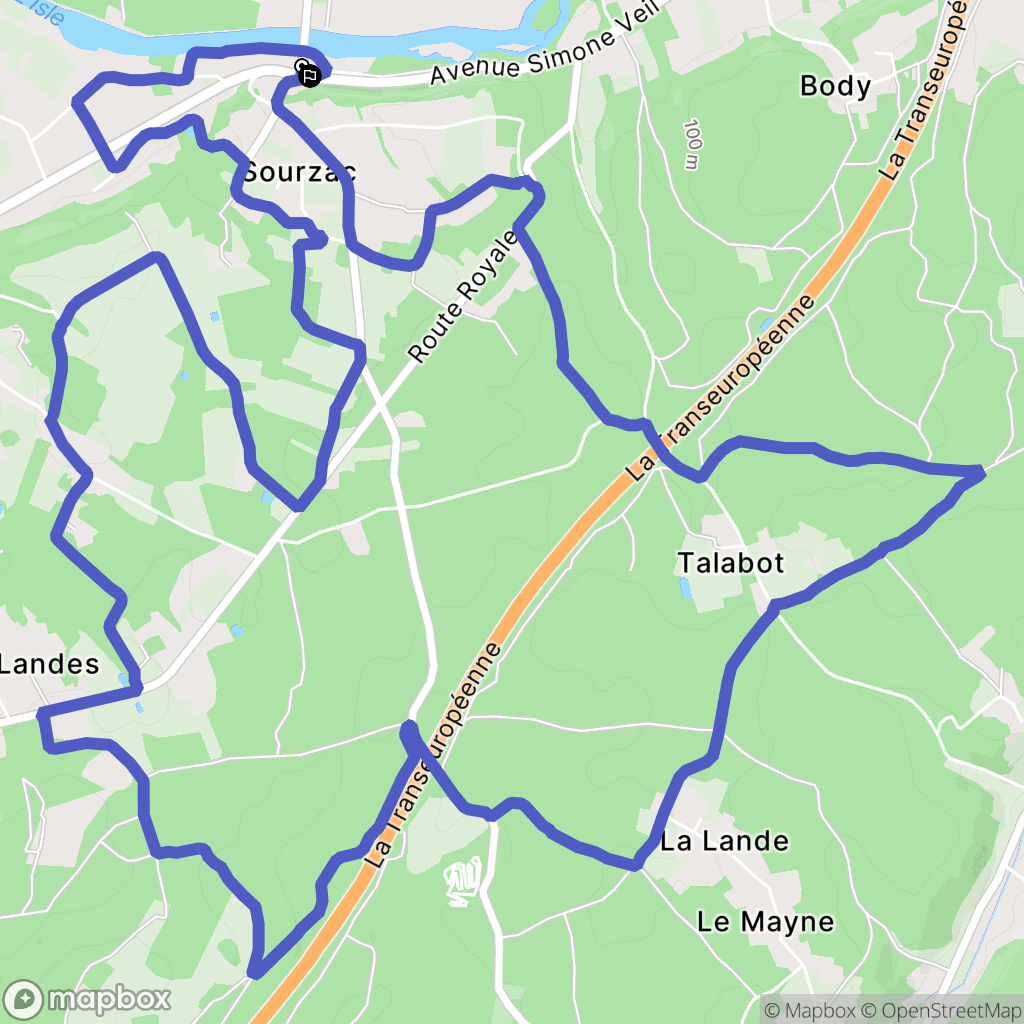 Sourzac : carte du parcours de randonnée - France