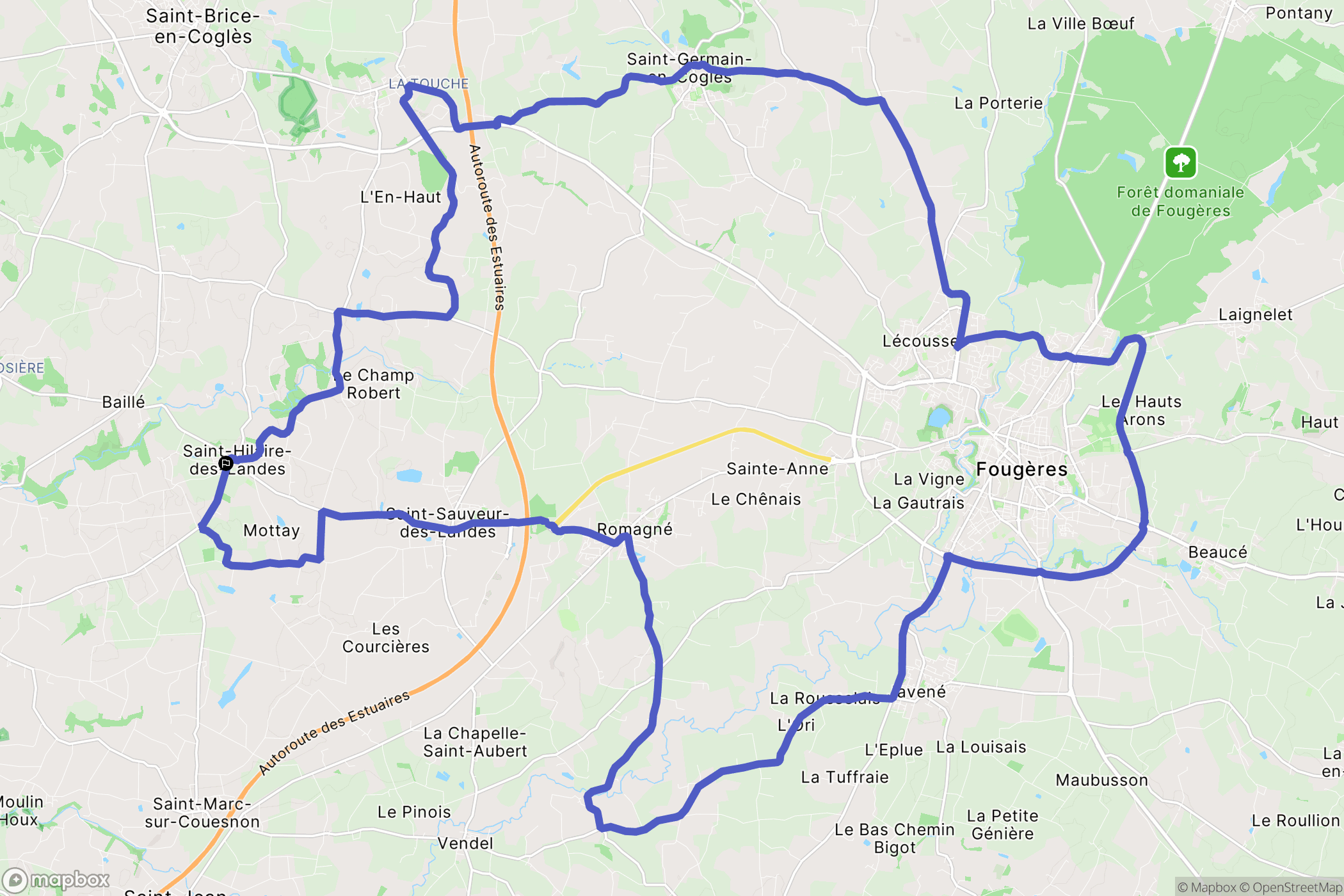 Saint-Hilaire-des-Landes : carte du parcours de randonnée - France