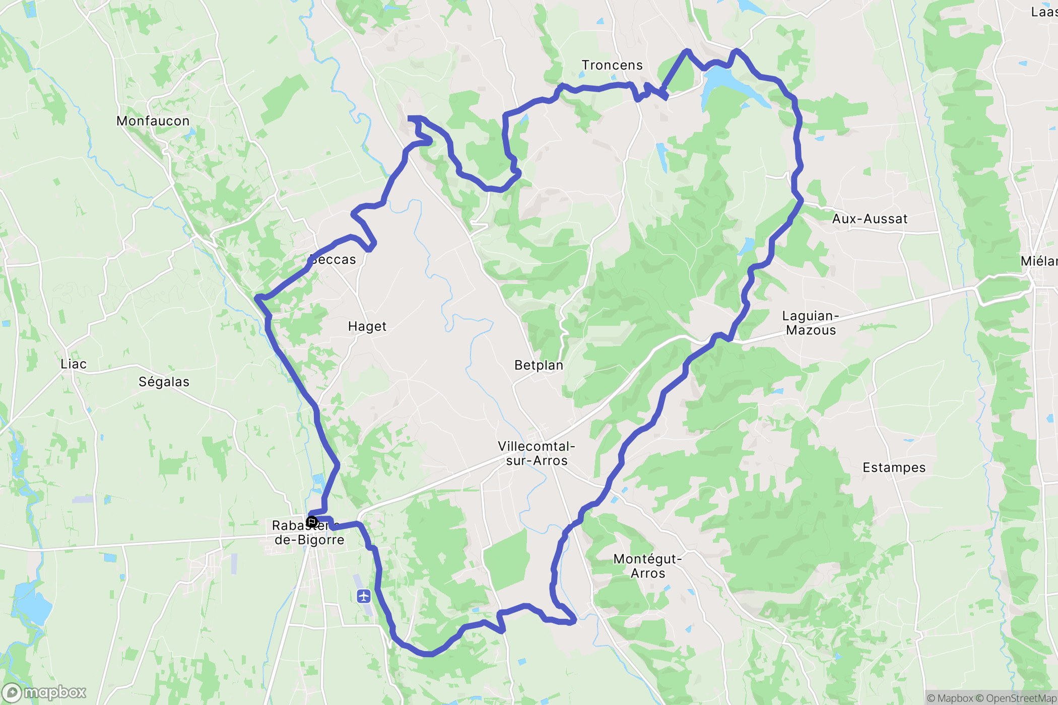 Rabastens-de-Bigorre : carte du parcours de randonnée - France