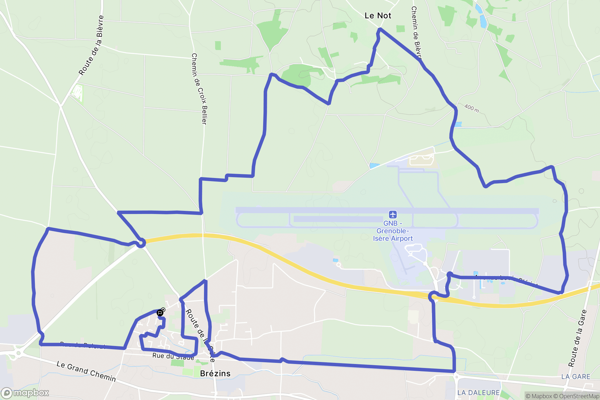 Brézins : carte du parcours de randonnée - France