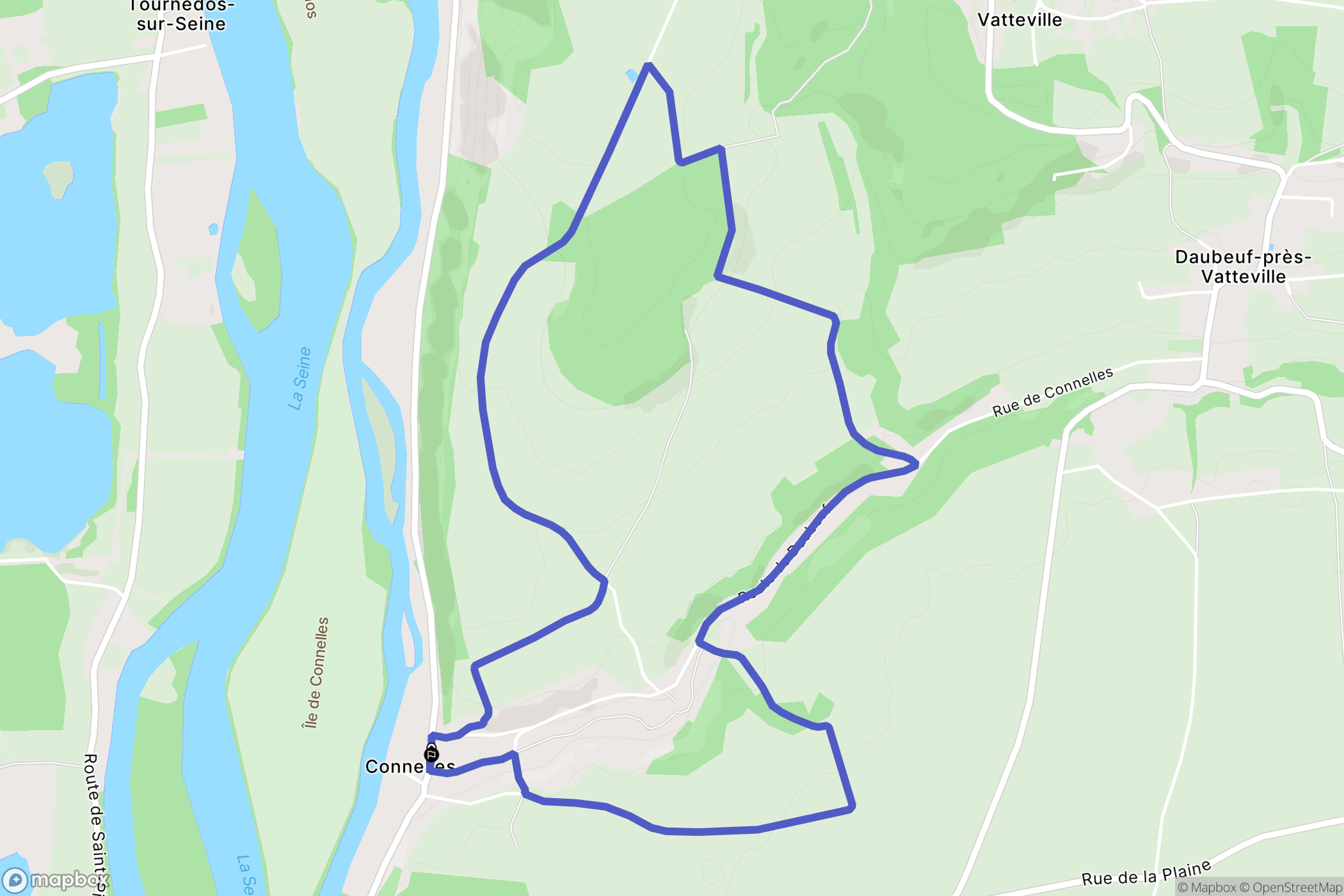 Connelles : carte du parcours de randonnée - France