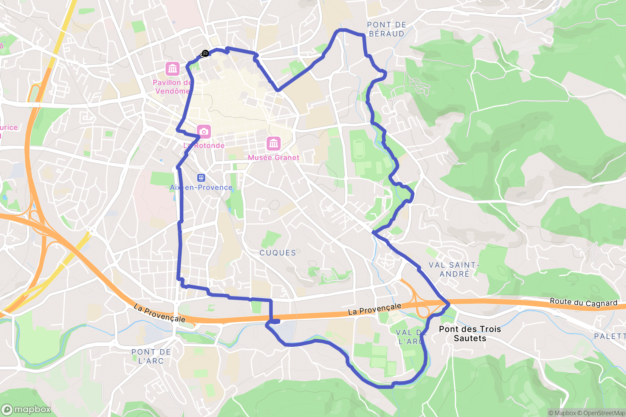 Aix-en-Provence : carte du parcours de randonnée - France
