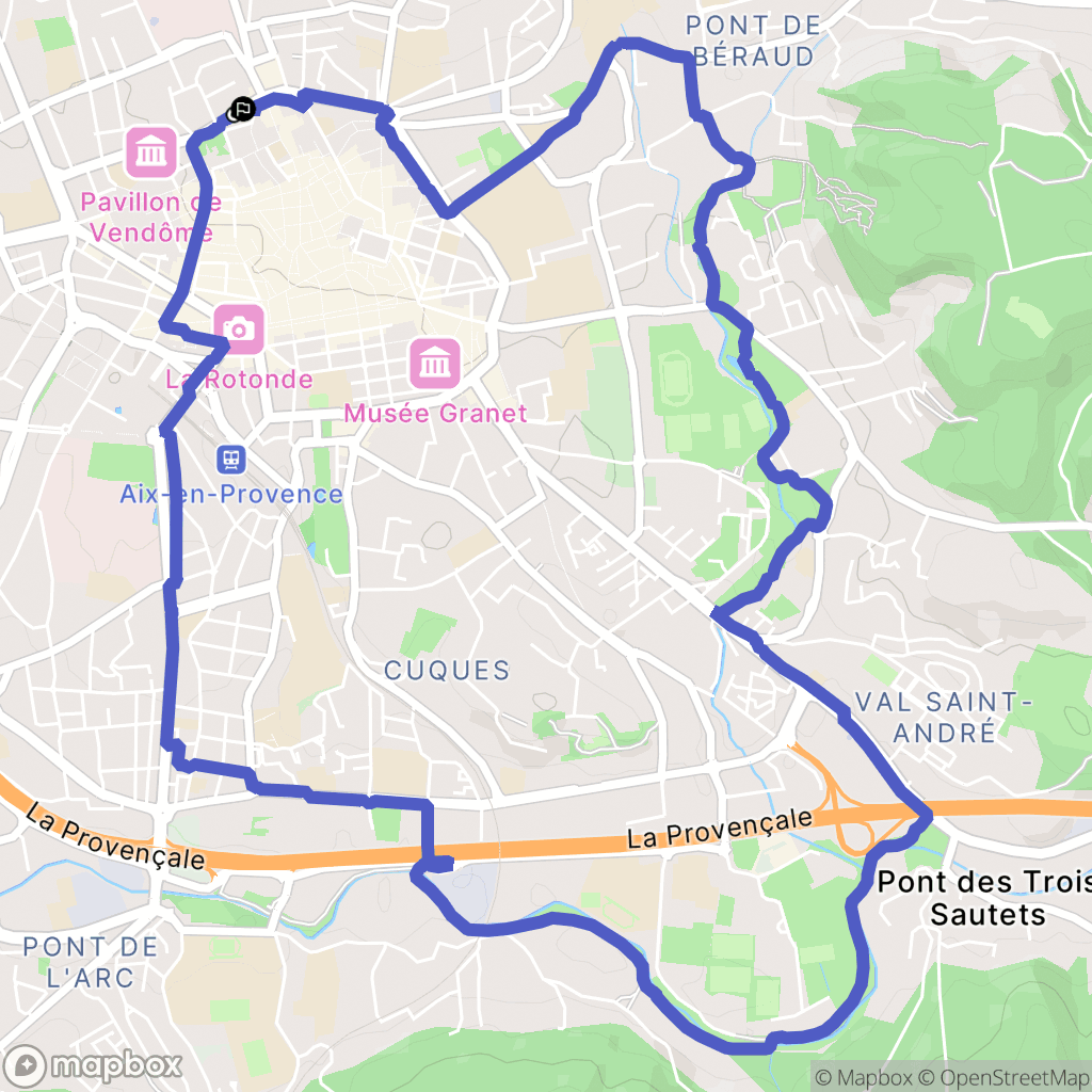 Aix-en-Provence : carte du parcours de randonnée - France