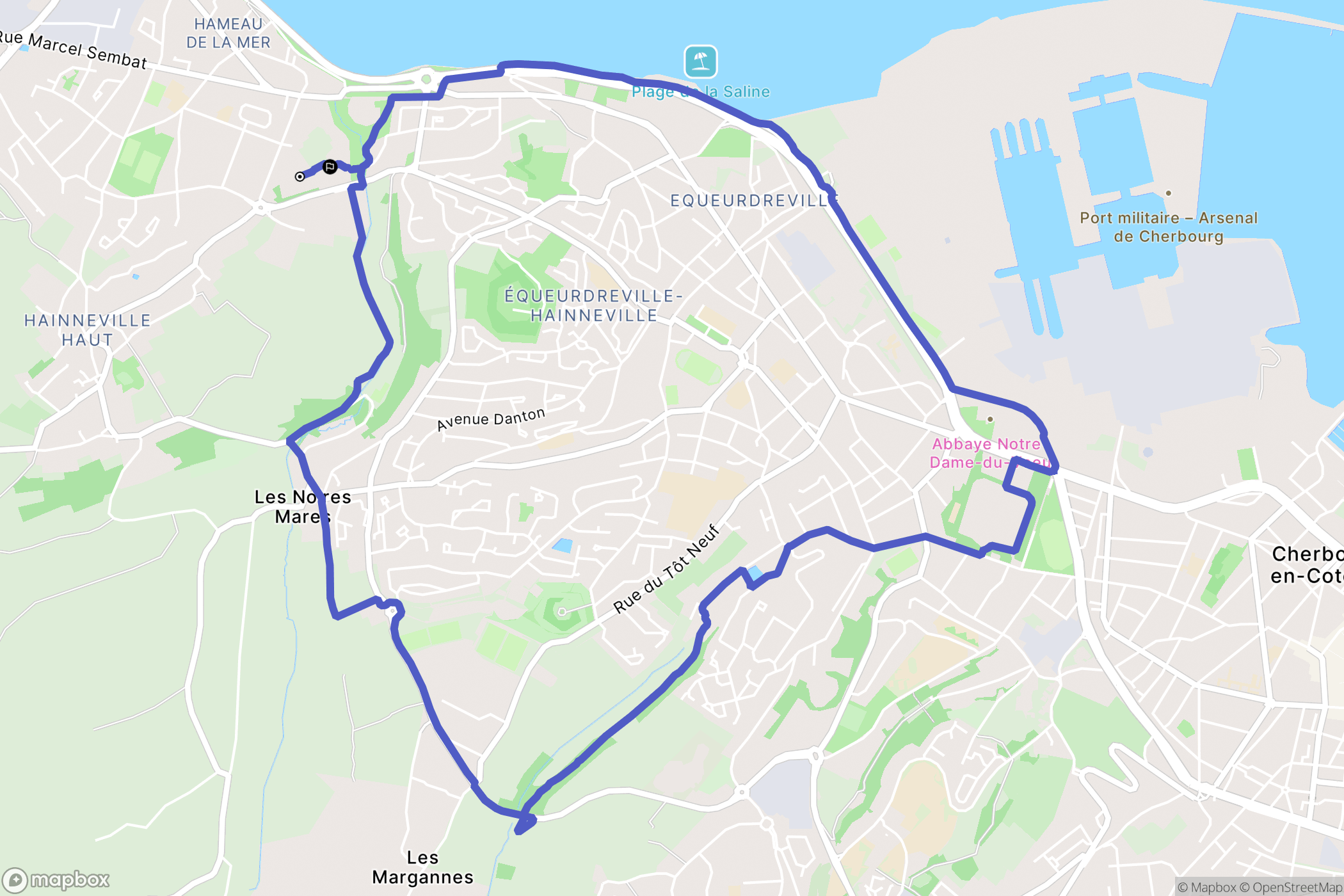 Cherbourg-en-Cotentin : carte du parcours de randonnée - France