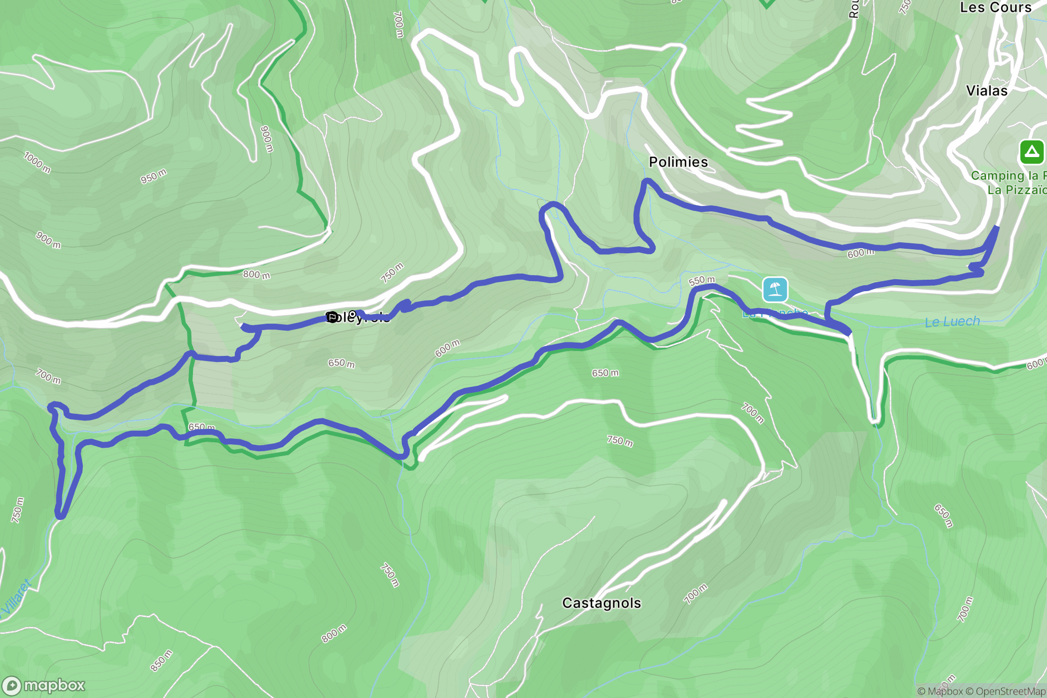 Vialas : carte du parcours de randonnée - France