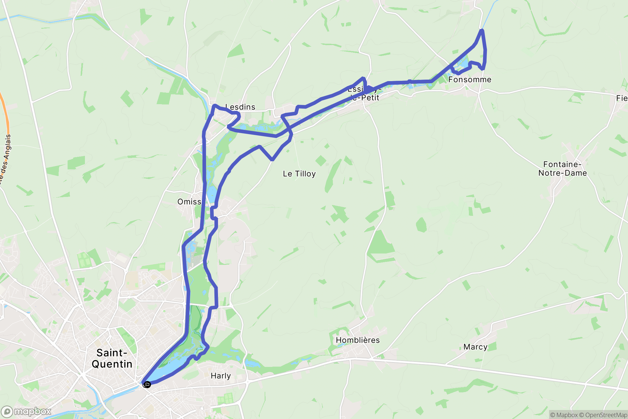 Saint-Quentin : carte du parcours de randonnée - France