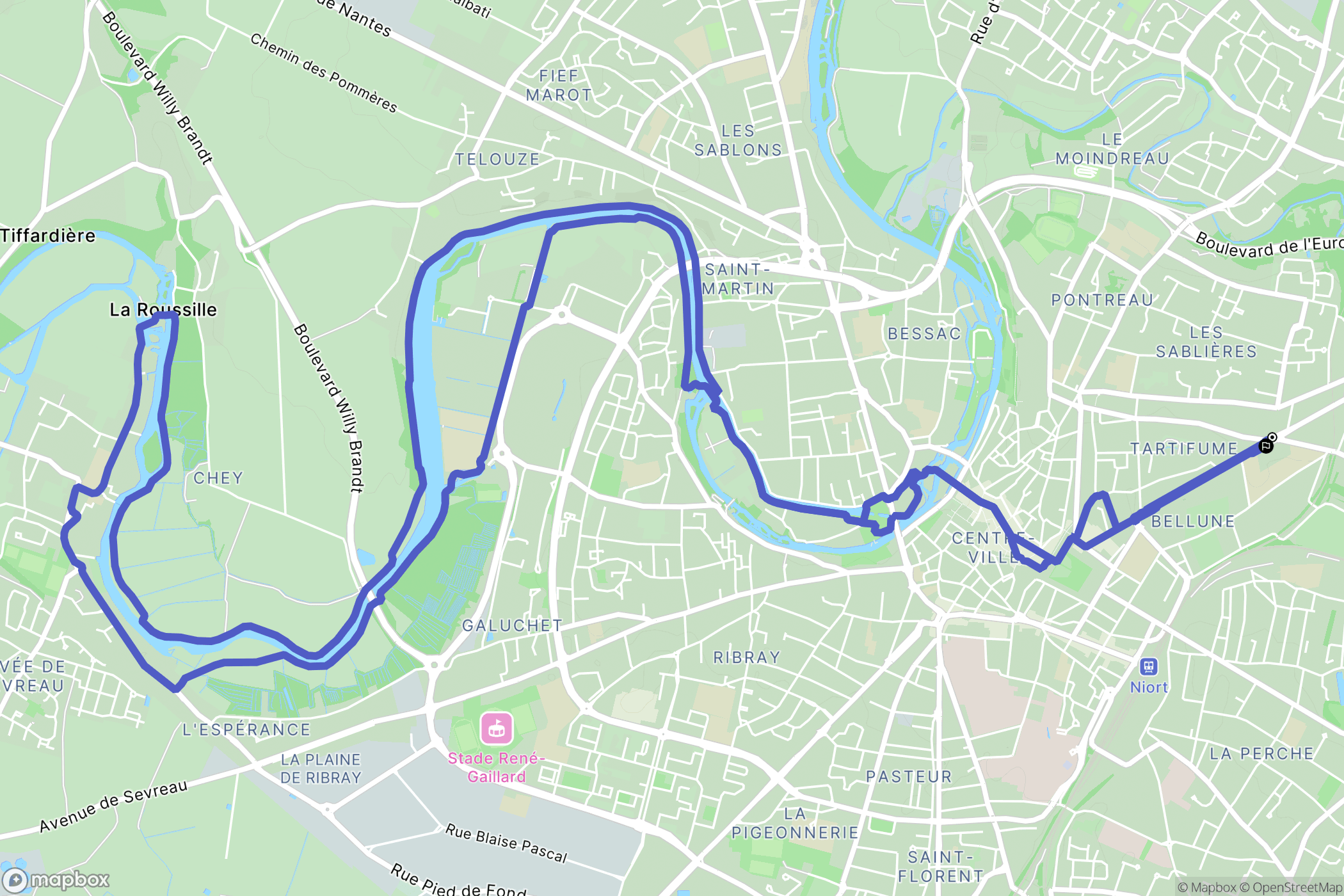 Niort : carte du parcours de randonnée - France