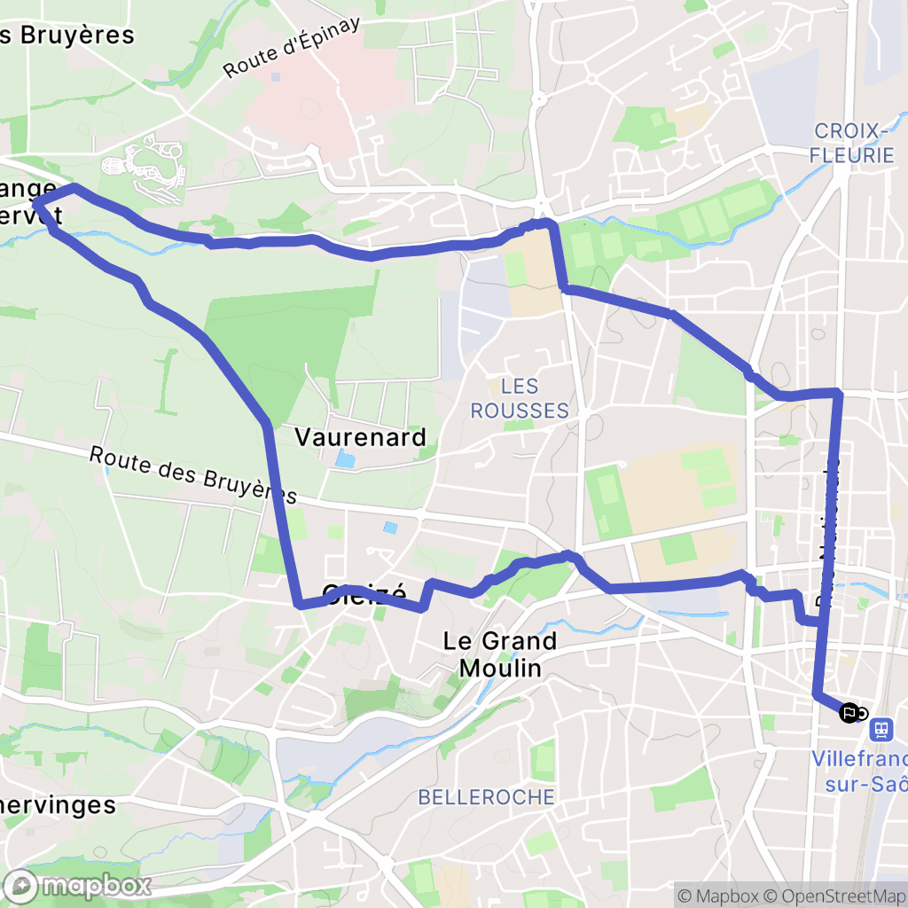 Villefranche-sur-Saône : carte du parcours de randonnée - France