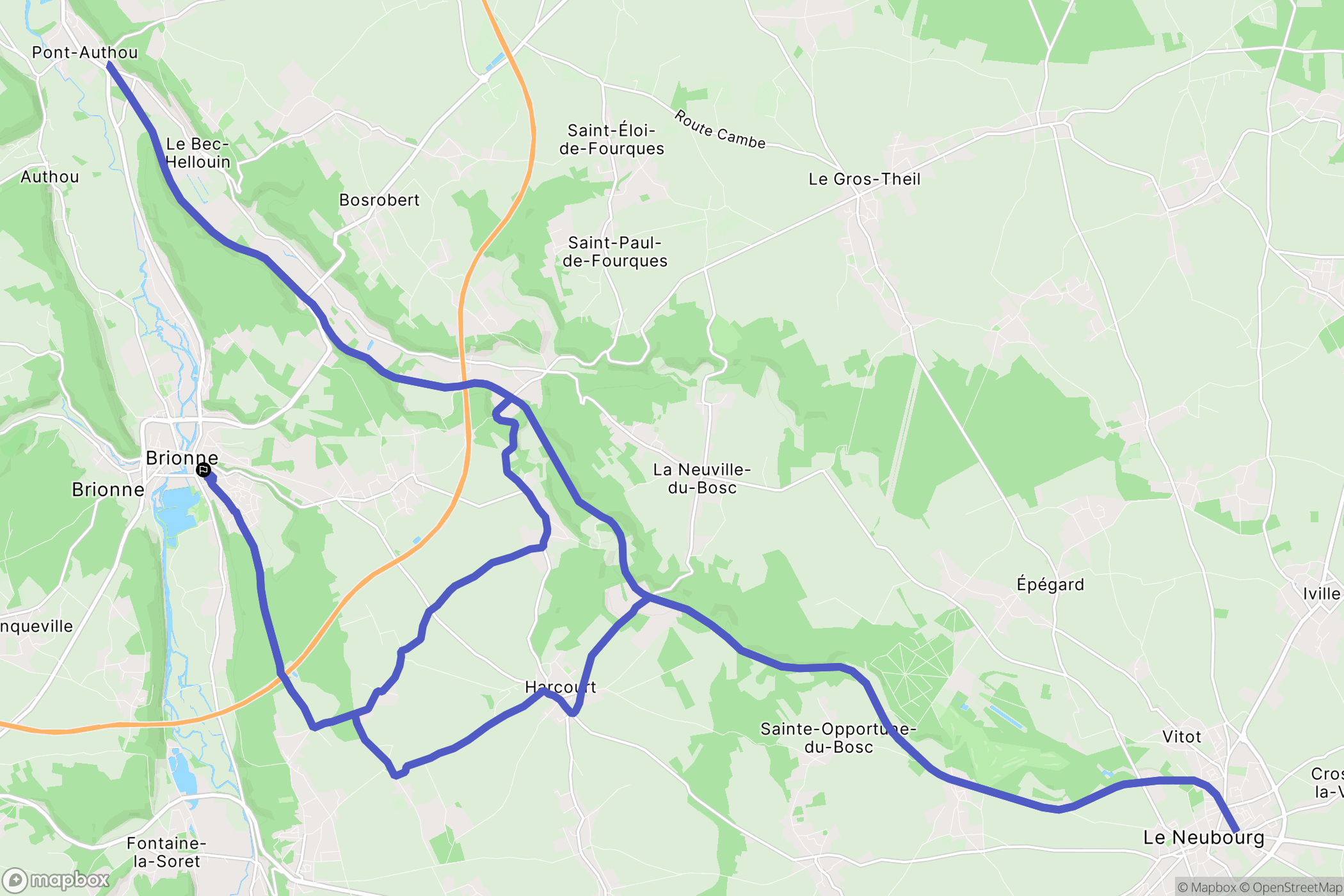 Brionne : carte du parcours de randonnée - France