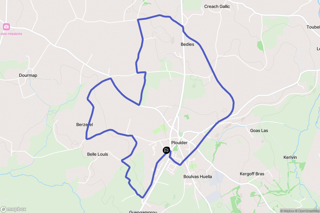 Plouider : carte du parcours de randonnée - France