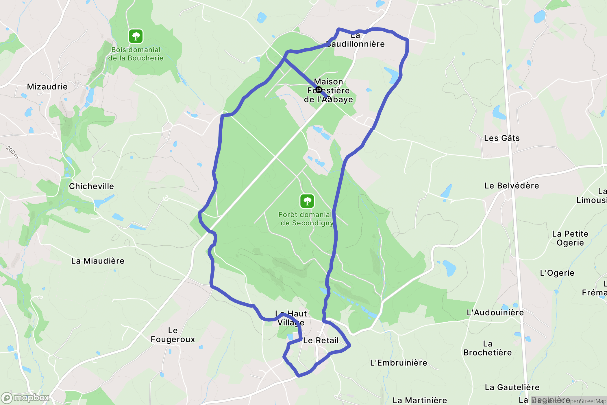 Secondigny : carte du parcours de randonnée - France