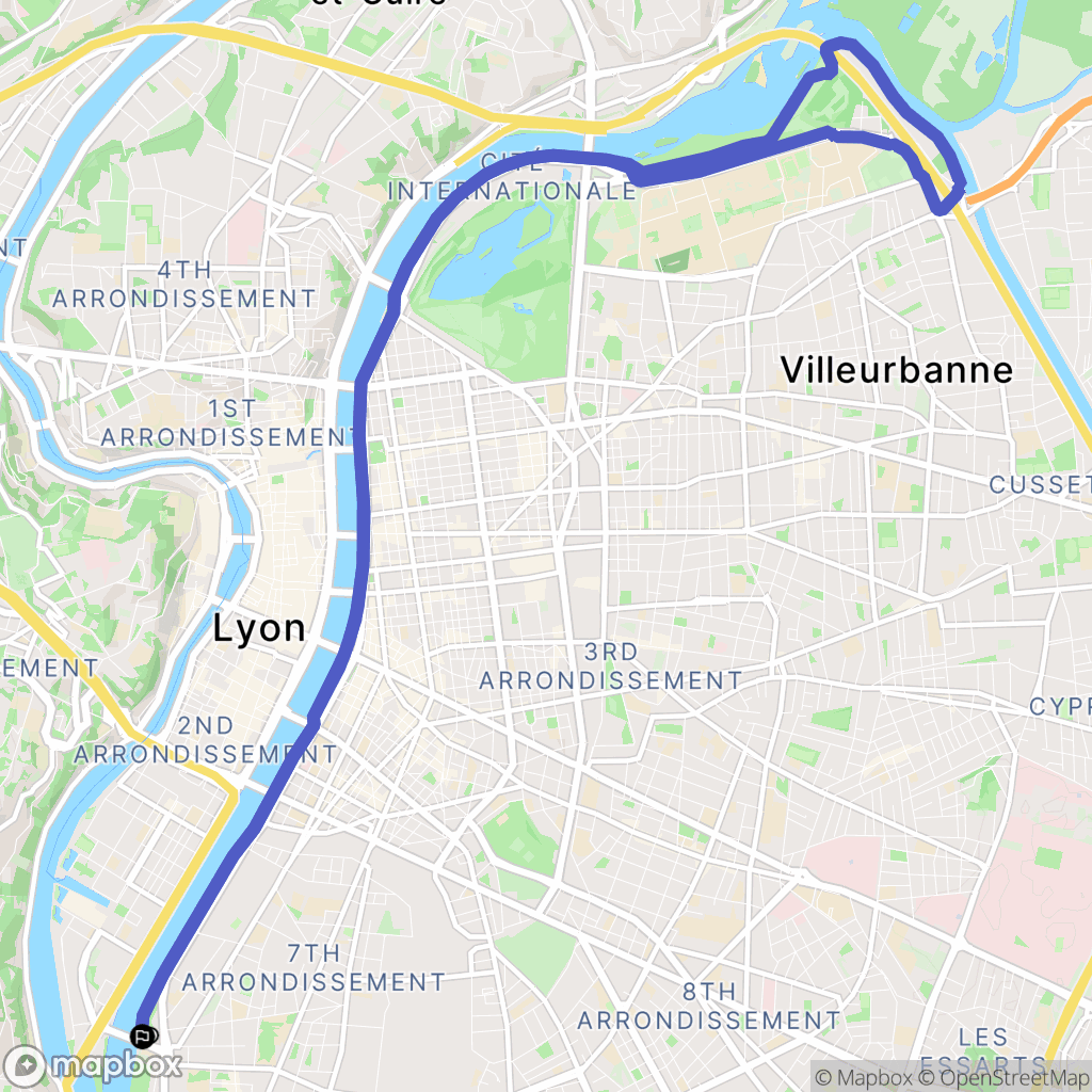 Lyon : carte du parcours de randonnée - France