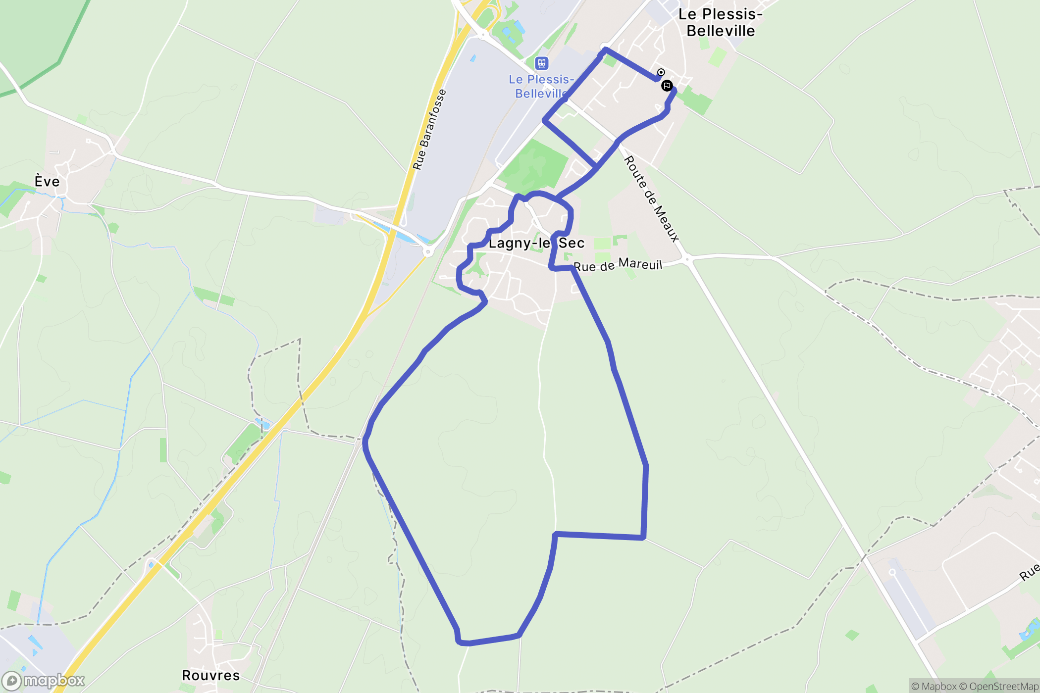 Le Plessis-Belleville : carte du parcours de randonnée - France
