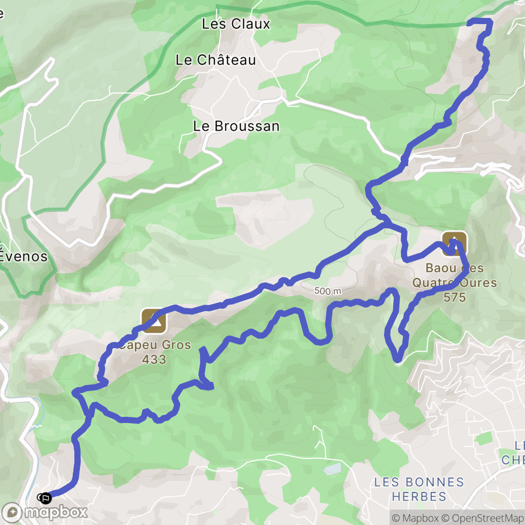 Ollioules : carte du parcours de randonnée - France