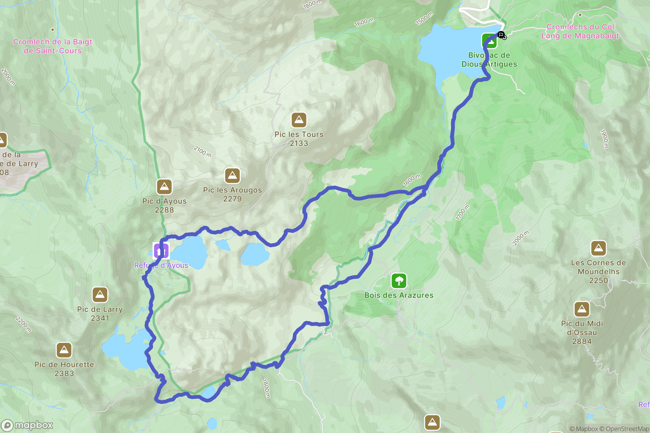 Laruns : carte du parcours de randonnée - France