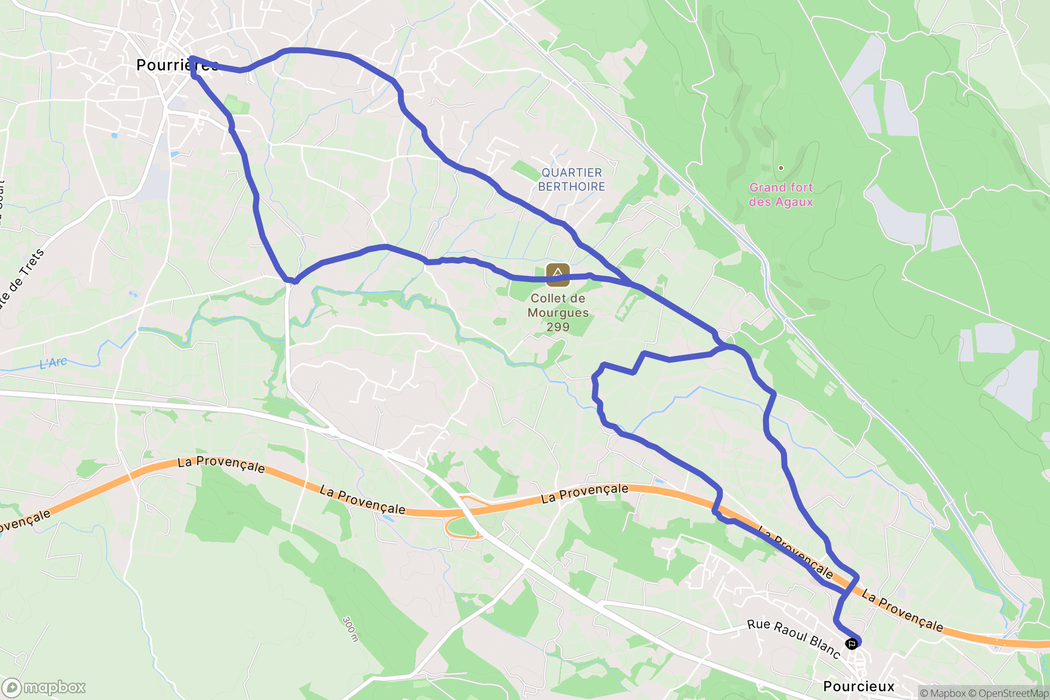 Pourcieux : carte du parcours de randonnée - France