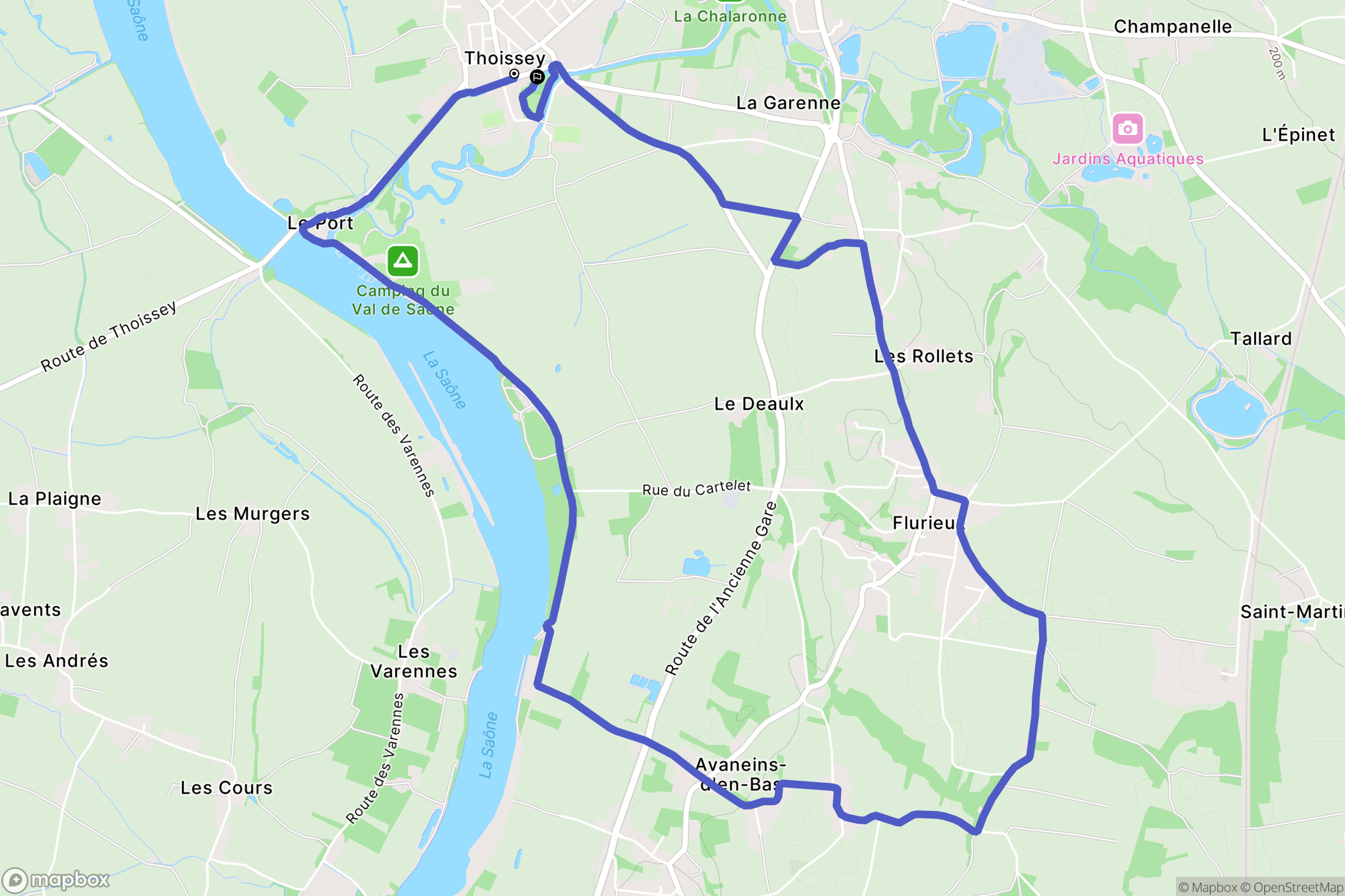 Thoissey : carte du parcours de randonnée - France