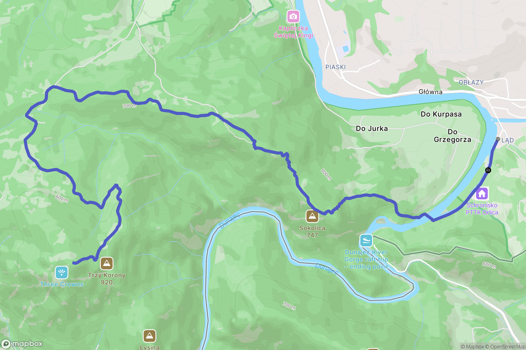 Szczawnica: mapa trasy - Poland