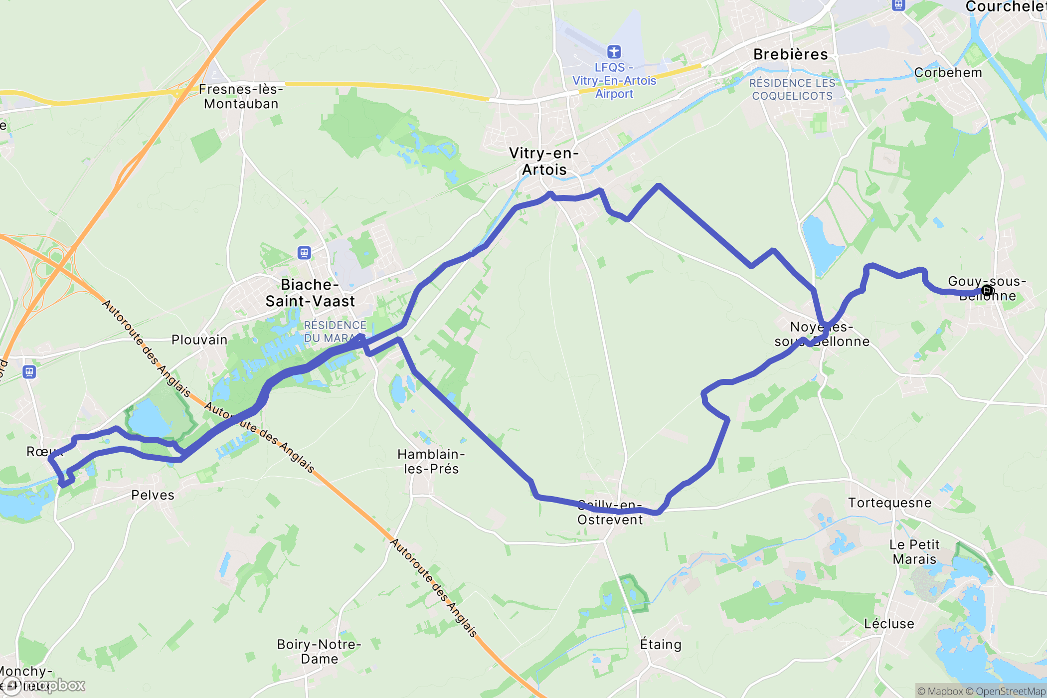 Gouy-Sous-Bellonne : carte du parcours de randonnée - France