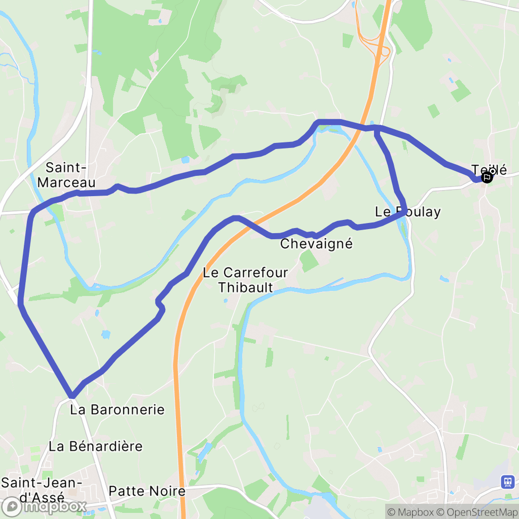 Teillé : carte du parcours de randonnée - France