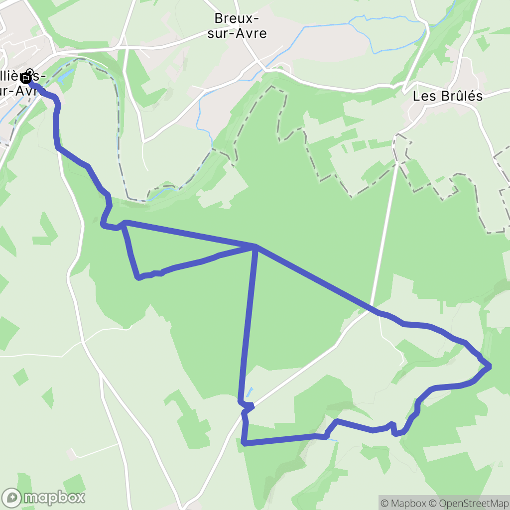 Tillières-sur-Avre : carte du parcours de randonnée - France