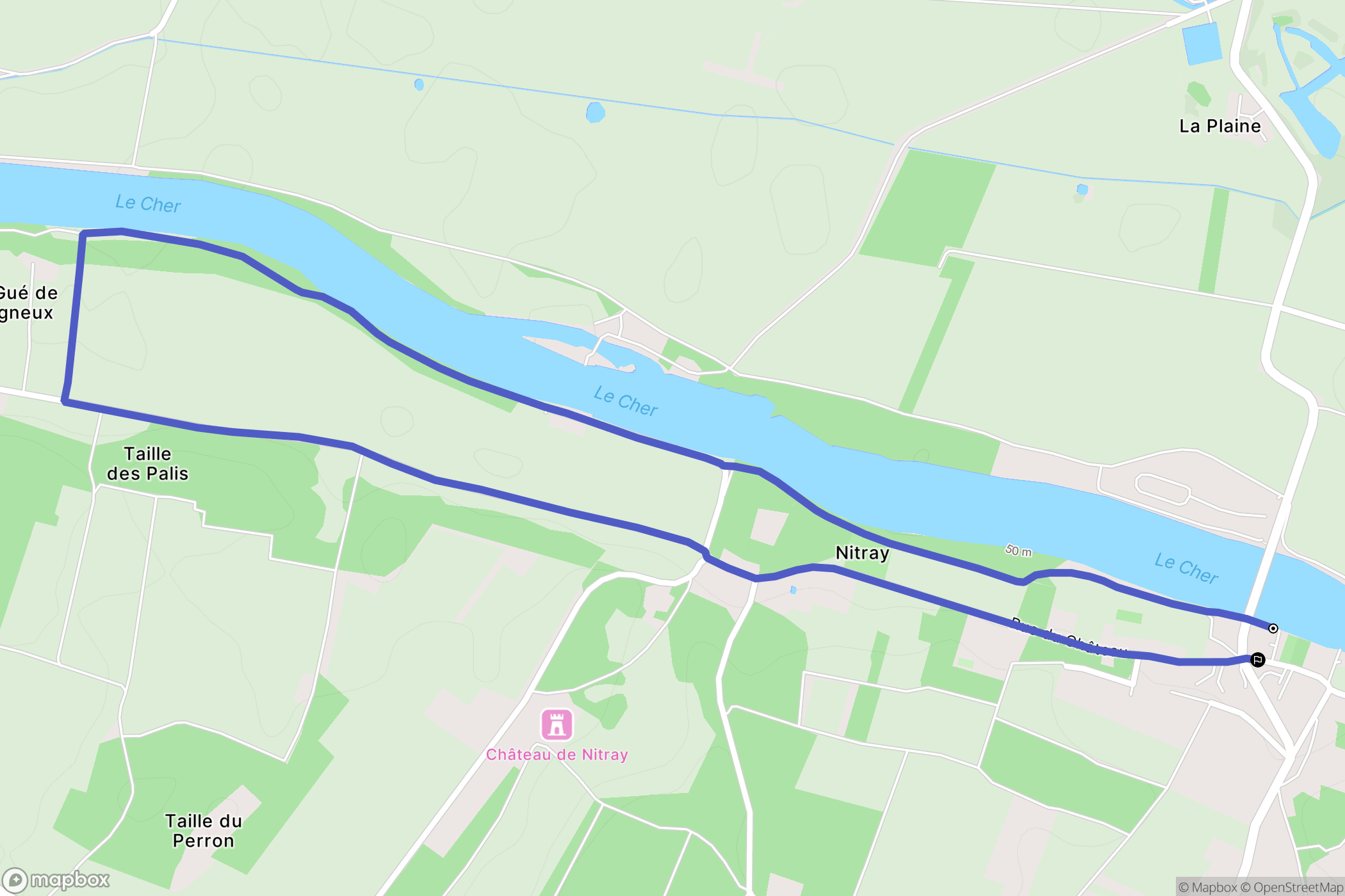 Athée-sur-Cher : carte du parcours de randonnée - France