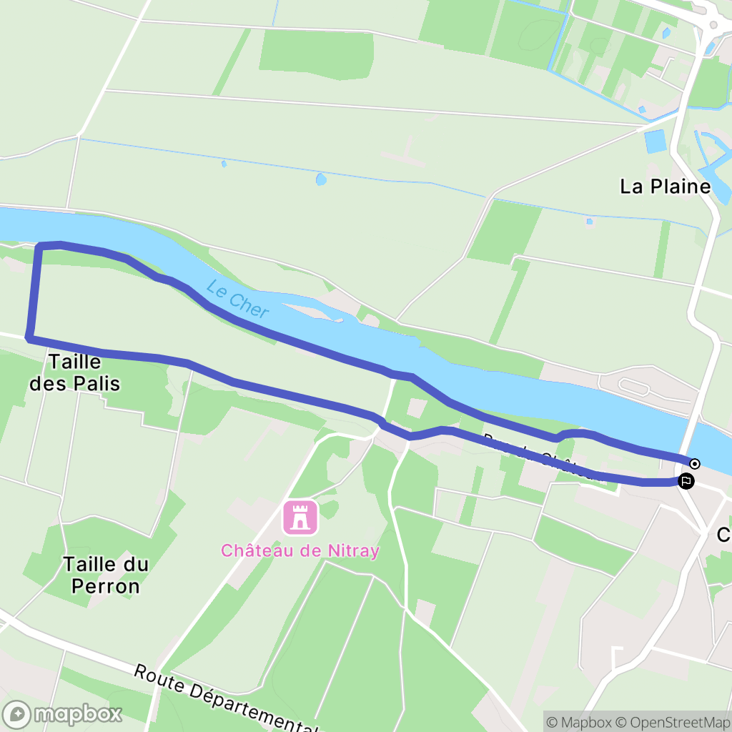 Athée-sur-Cher : carte du parcours de randonnée - France