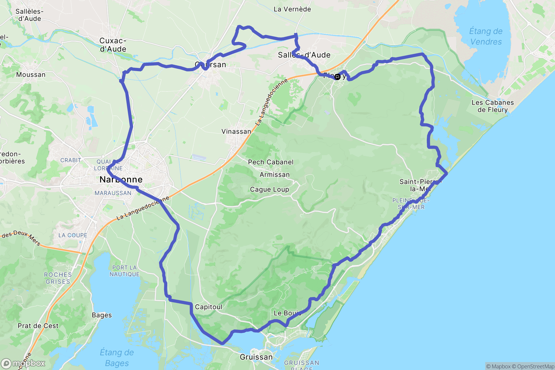 Fleury : carte du parcours de randonnée - France