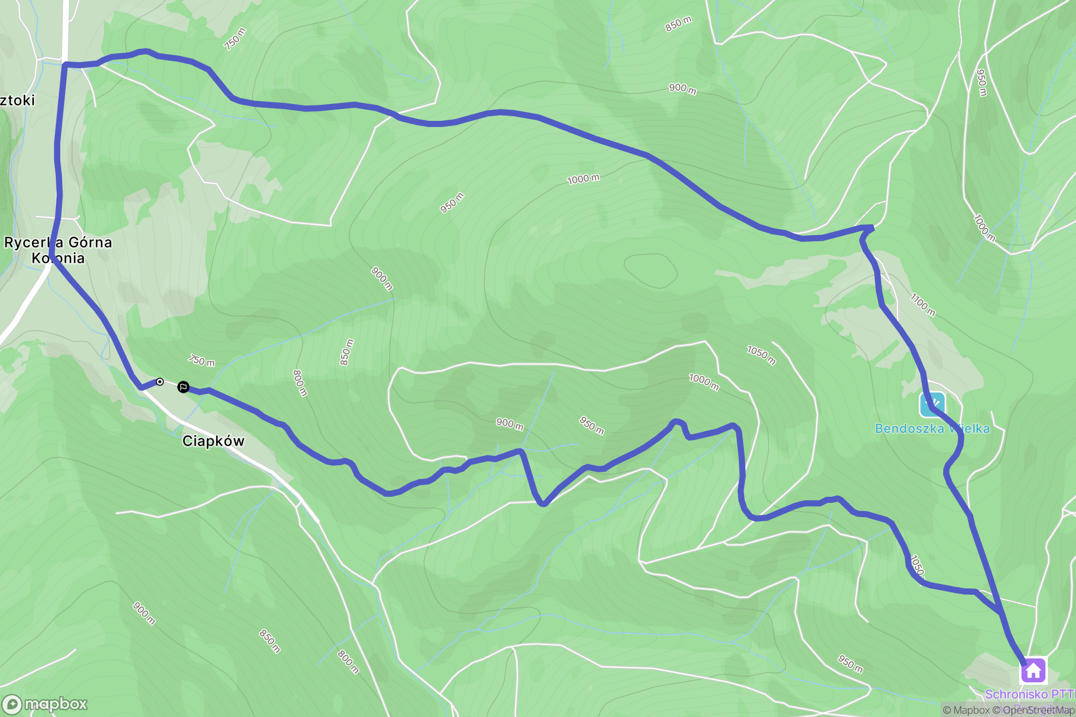 Rycerka Górna: mapa trasy - Poland