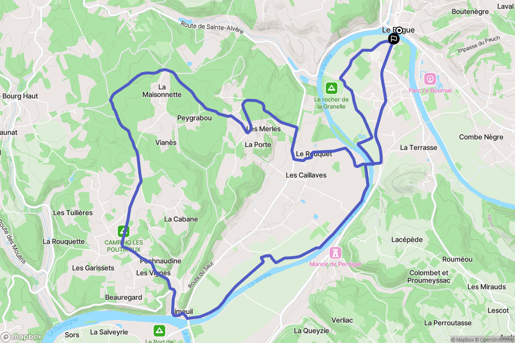 Le Bugue : carte du parcours de randonnée - France