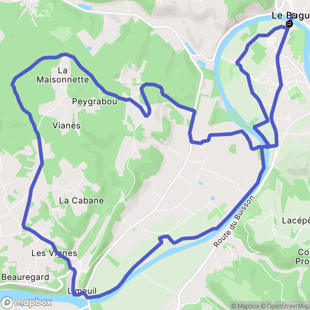 Le Bugue : carte du parcours de randonnée - France