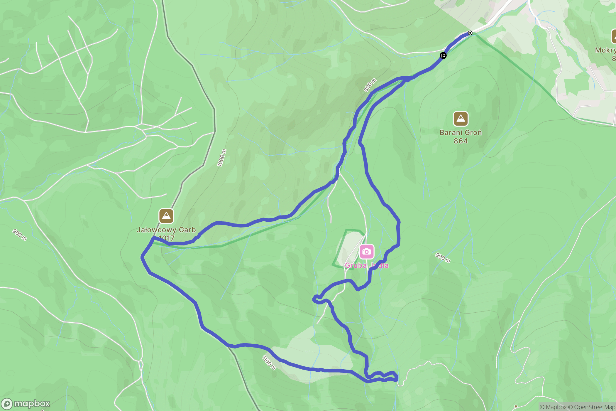 Zawoja: mapa trasy - Poland