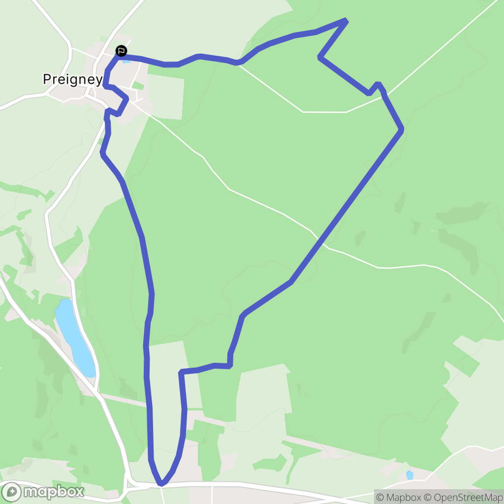 Preigney : carte du parcours de randonnée - France