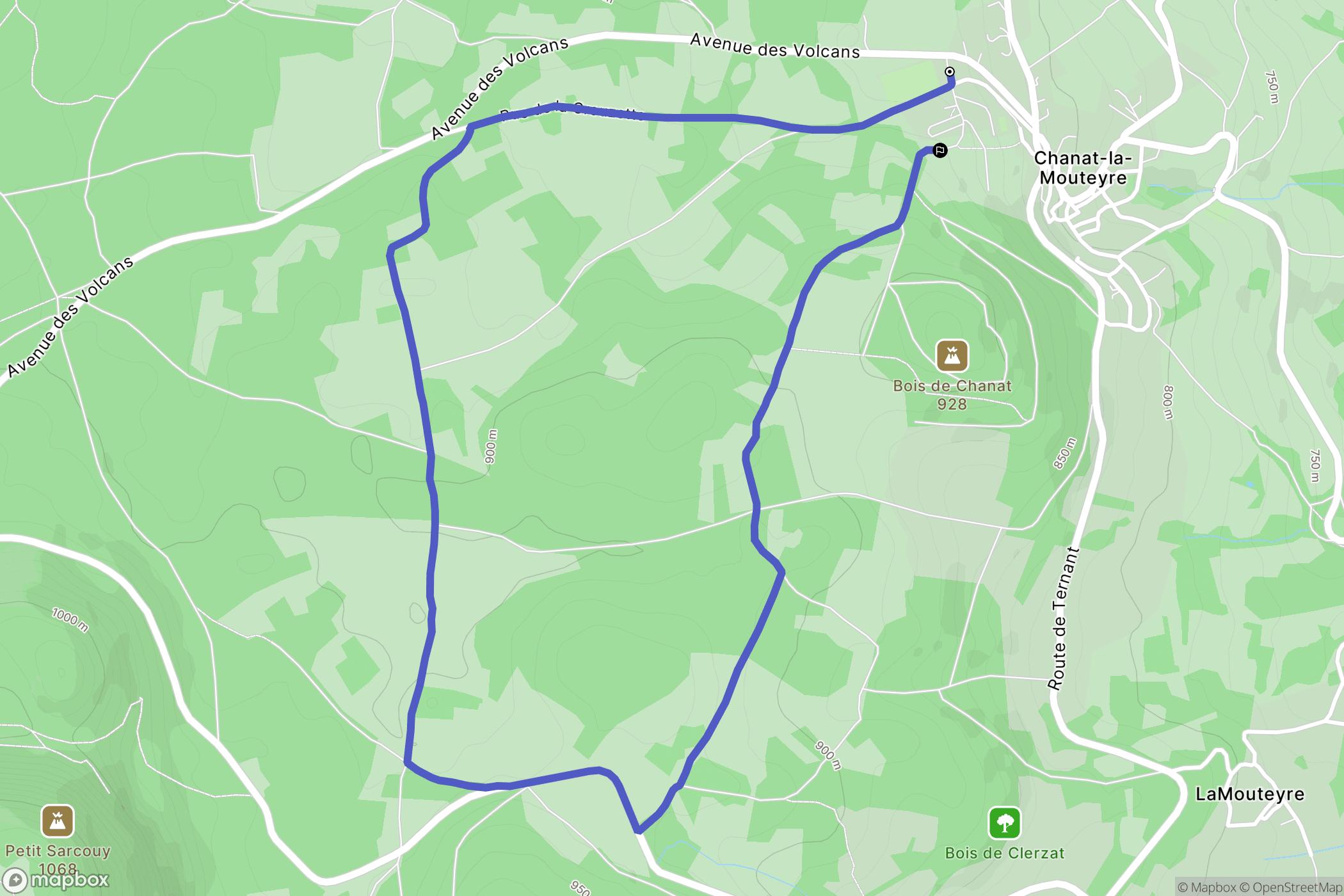 Chanat-la-Mouteyre : carte du parcours de randonnée - France