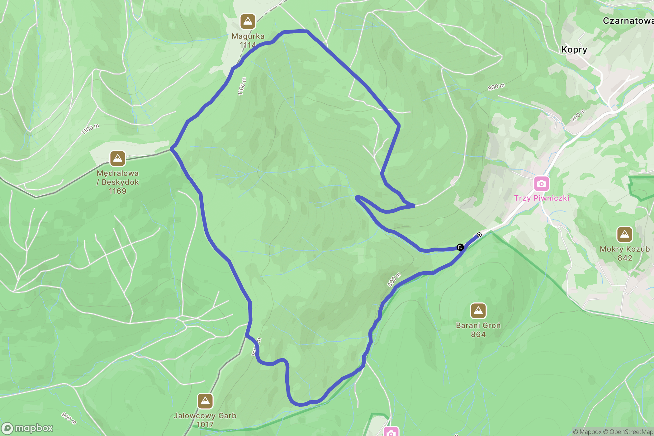 Zawoja: mapa trasy - Poland