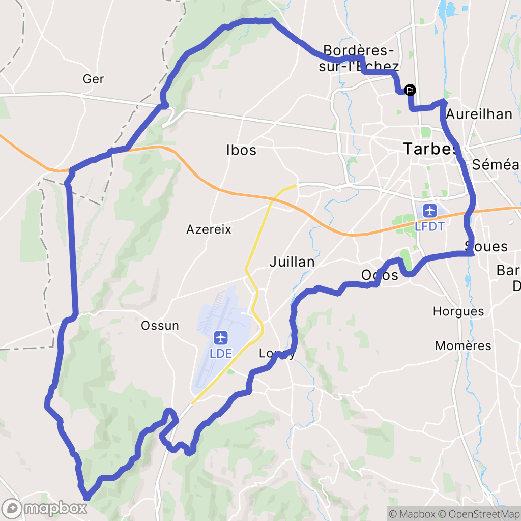 Tarbes : carte du parcours de randonnée - France