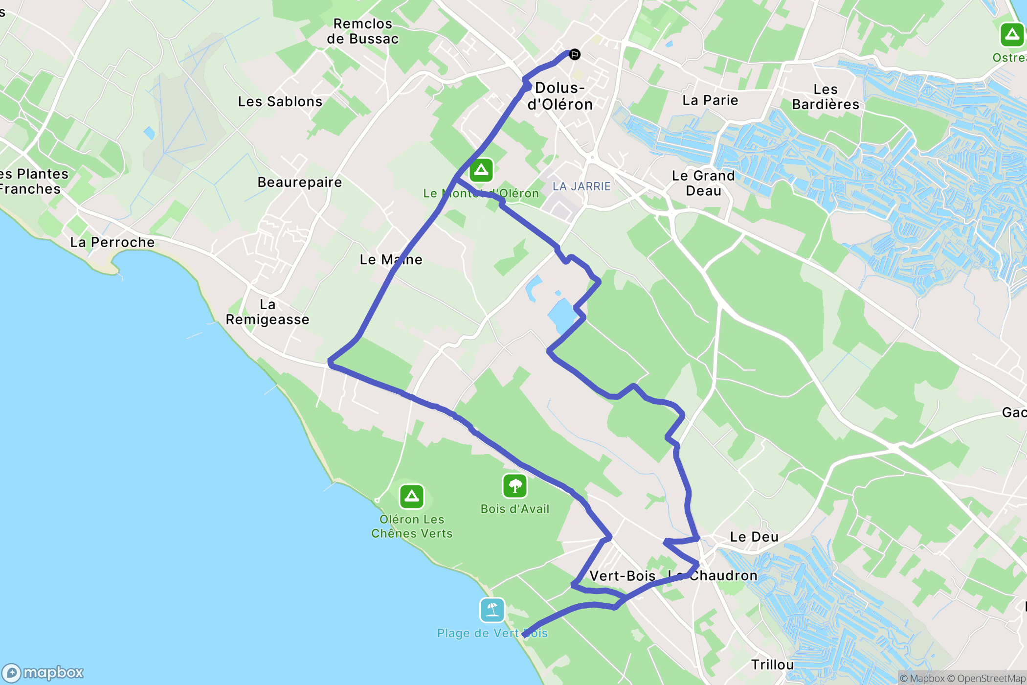 Dolus-d'Oléron : carte du parcours de randonnée - France