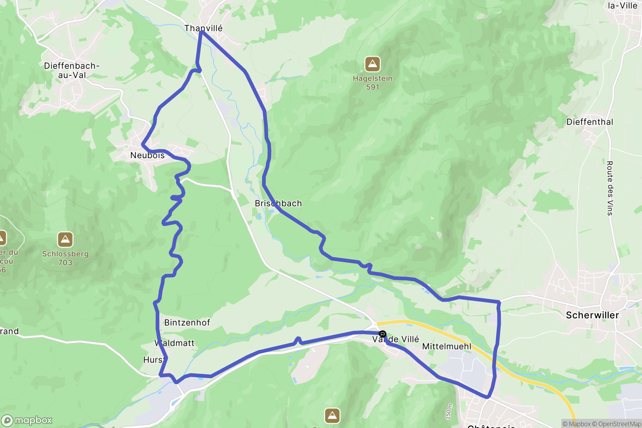 Châtenois : carte du parcours de randonnée - France
