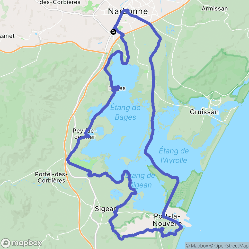 Narbonne : carte du parcours de randonnée - France