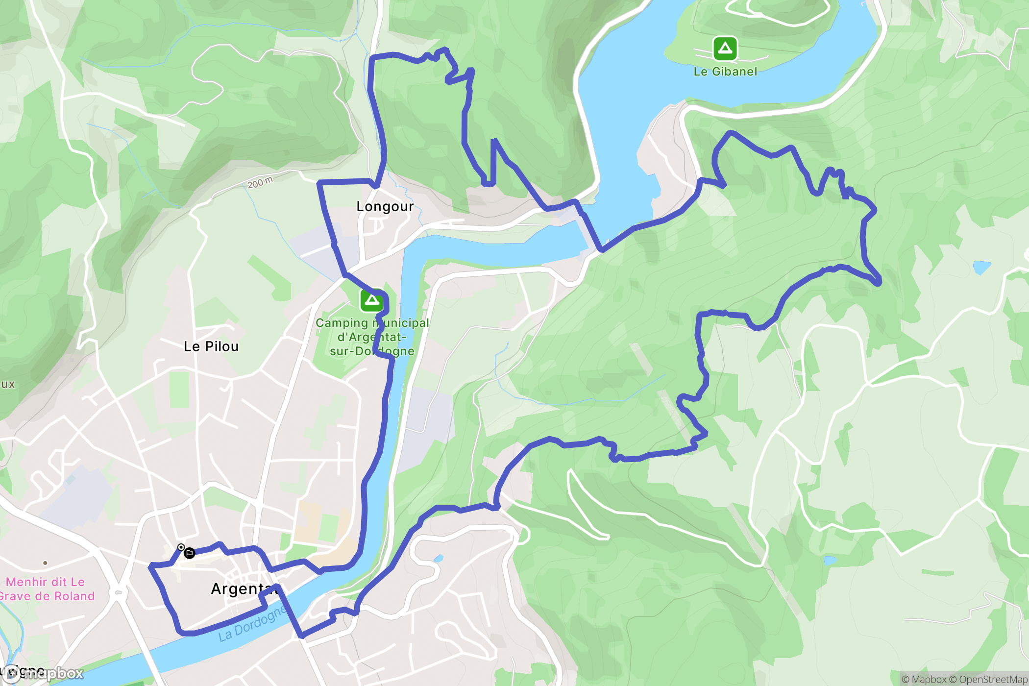 Argentat-sur-Dordogne : carte du parcours de randonnée - France
