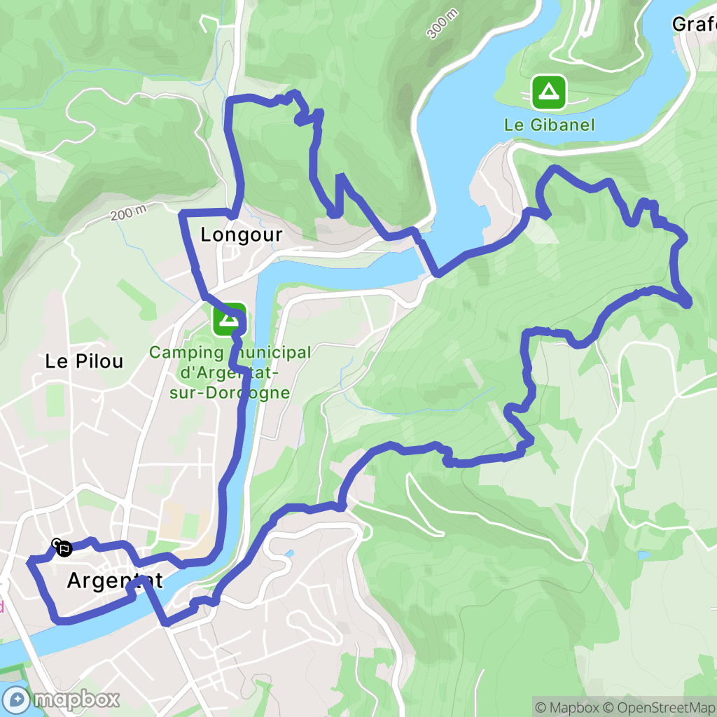 Argentat-sur-Dordogne : carte du parcours de randonnée - France