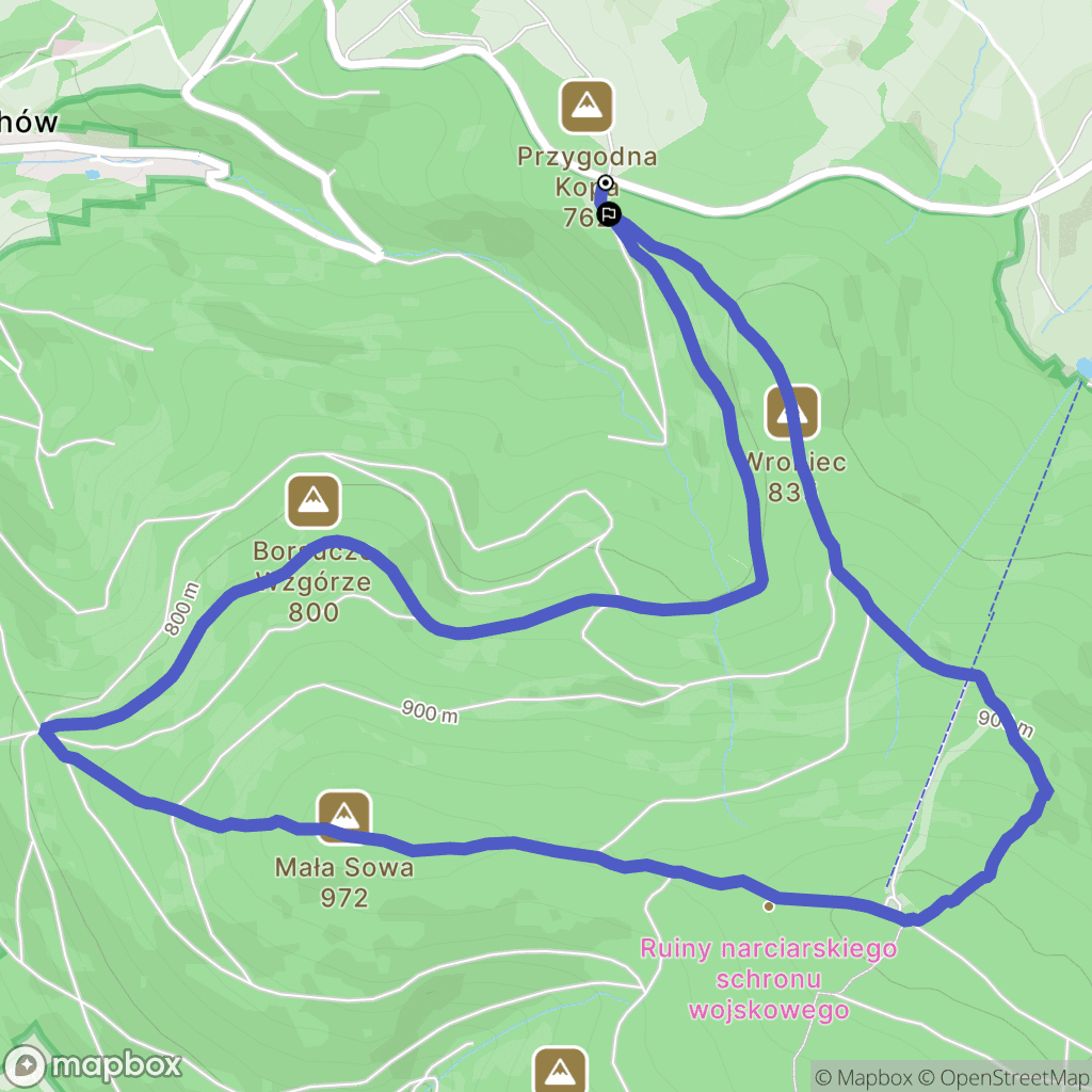 Modlęcin: mapa trasy - Poland