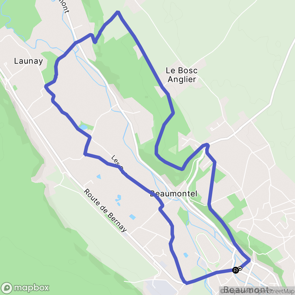 Beaumont-le-Roger : carte du parcours de randonnée - France