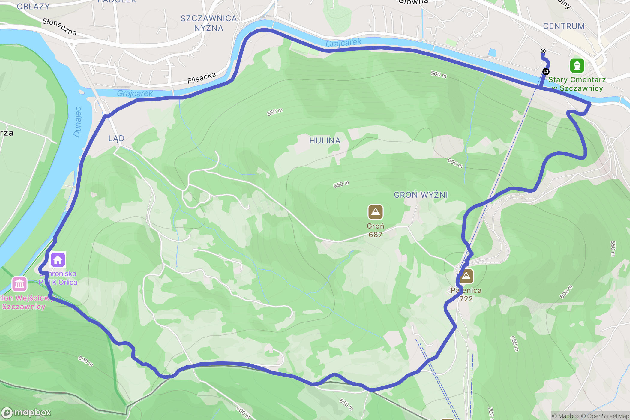 Szczawnica: mapa trasy - Poland