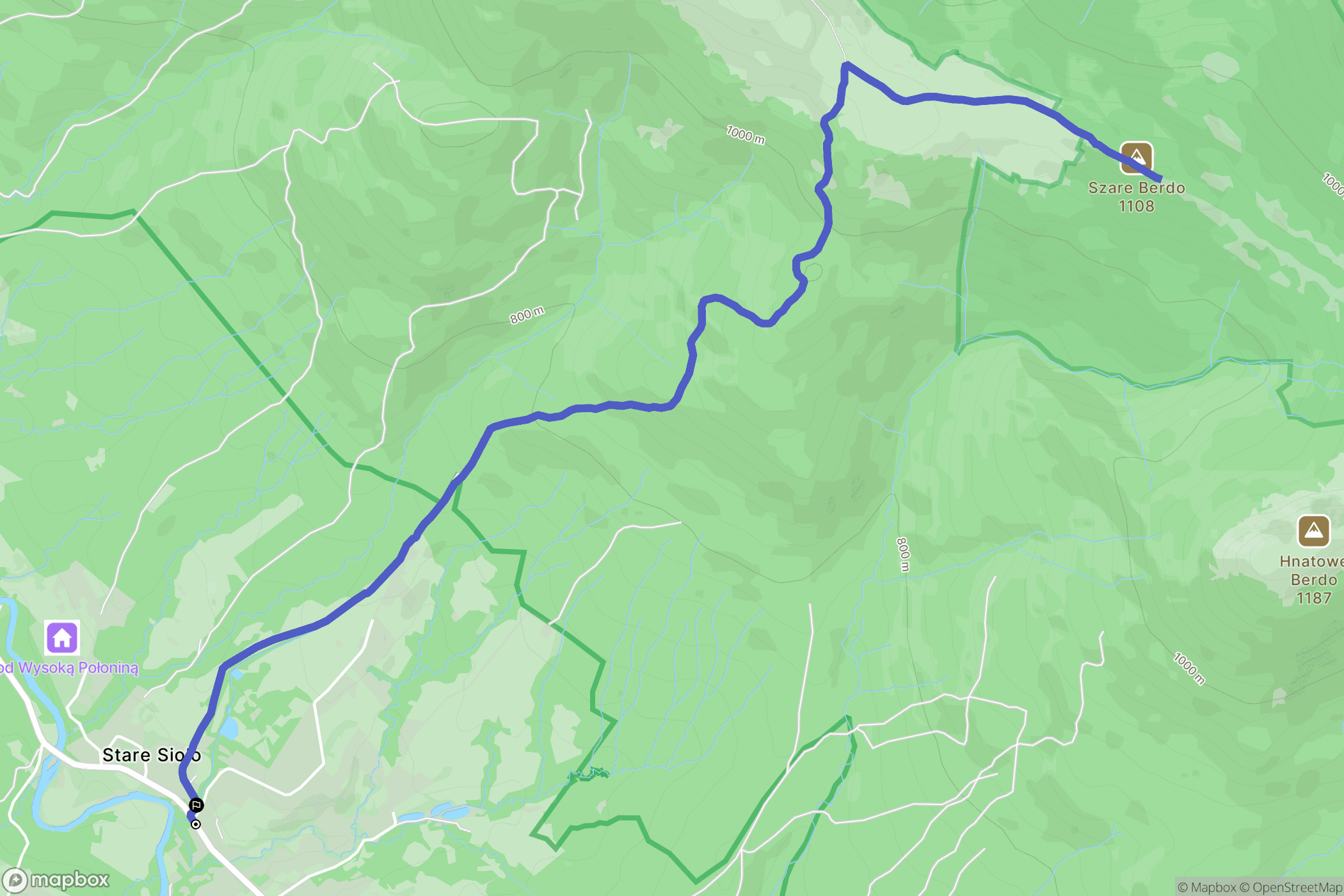 Wetlina: mapa trasy - Poland