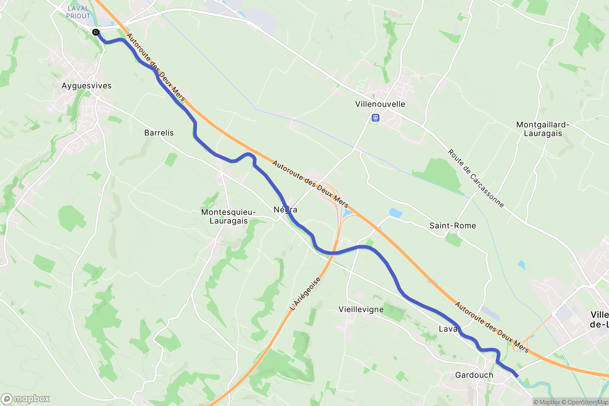 Ayguesvives : carte du parcours de randonnée - France