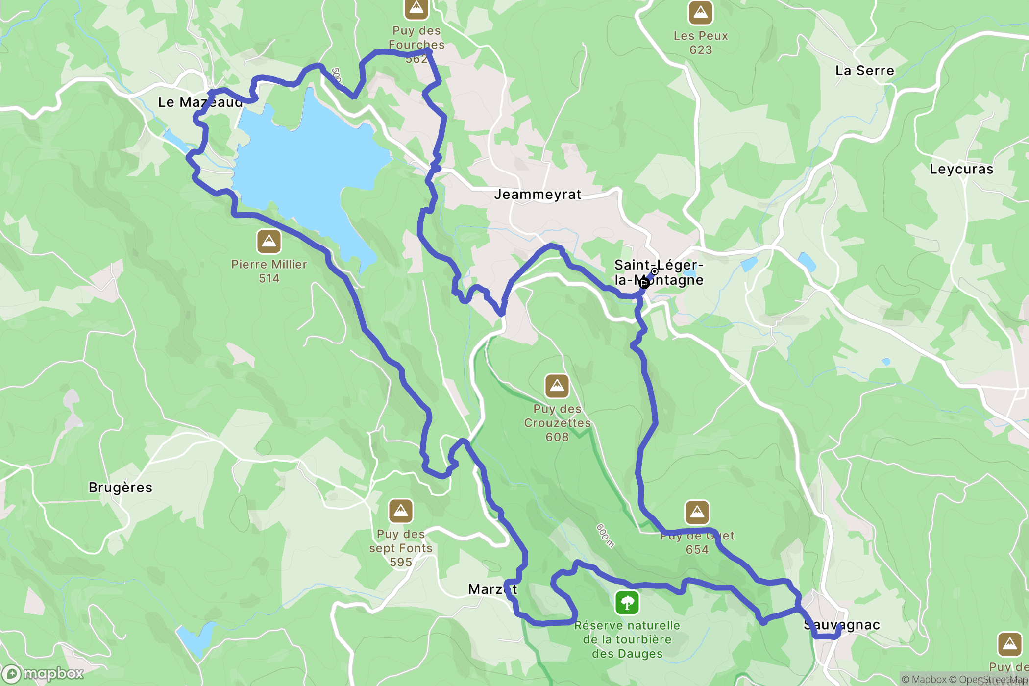 Saint-Léger-la-Montagne : carte du parcours de randonnée - France