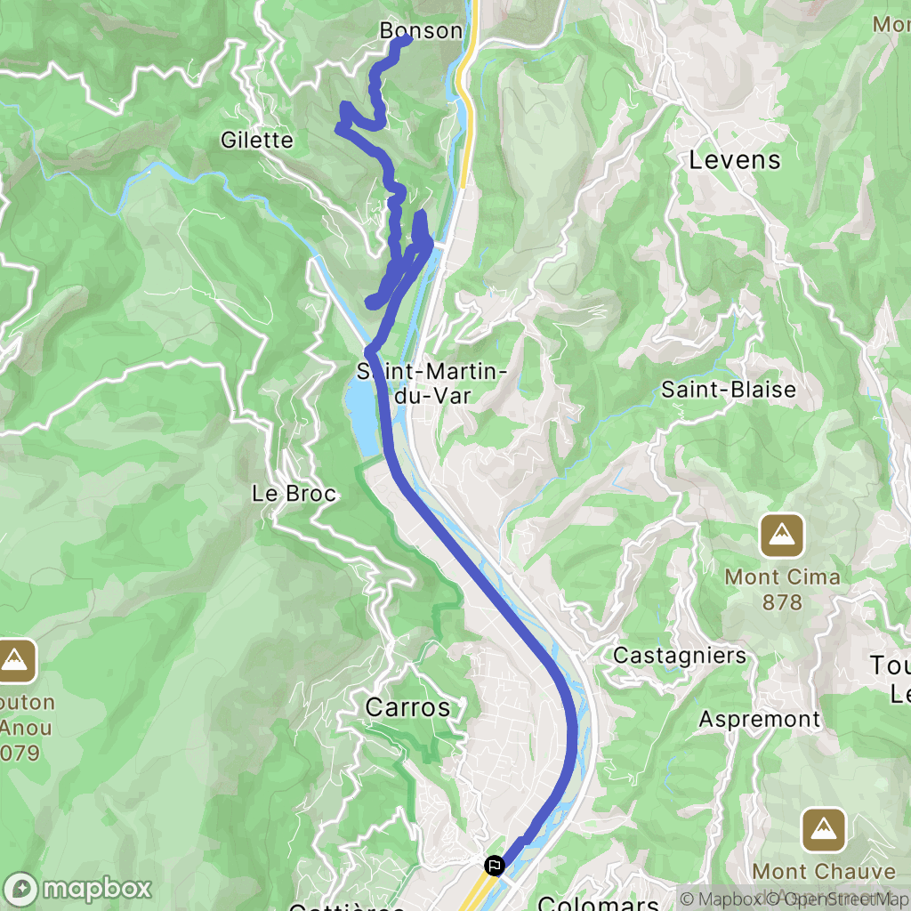 Carros : carte du parcours de randonnée - France
